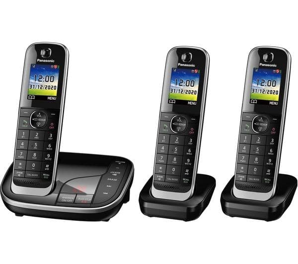 Panasonic KX-TGJ423EB Cordless Phone - Triple Handsets, Black