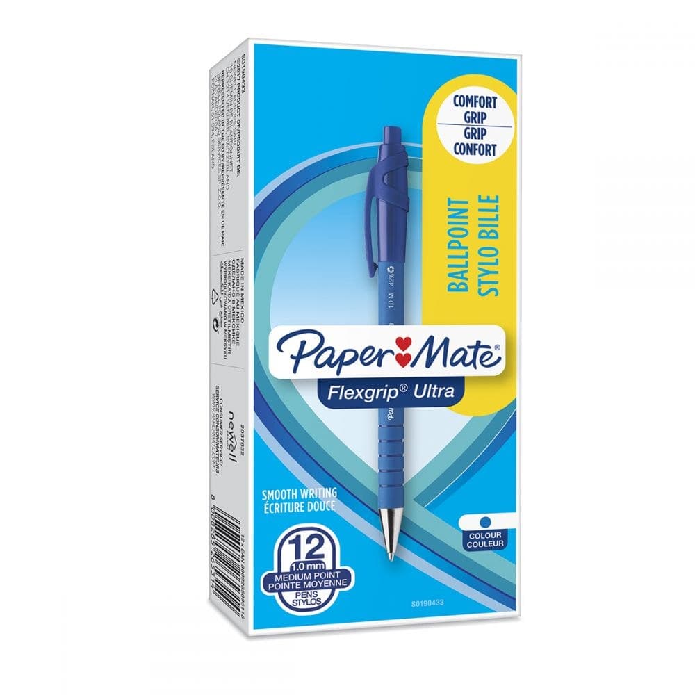 Paper Mate S0190433 Flexgrip Ultra Retractable Ball Pen 1mm Blue Ink Box of 12 - Image 1