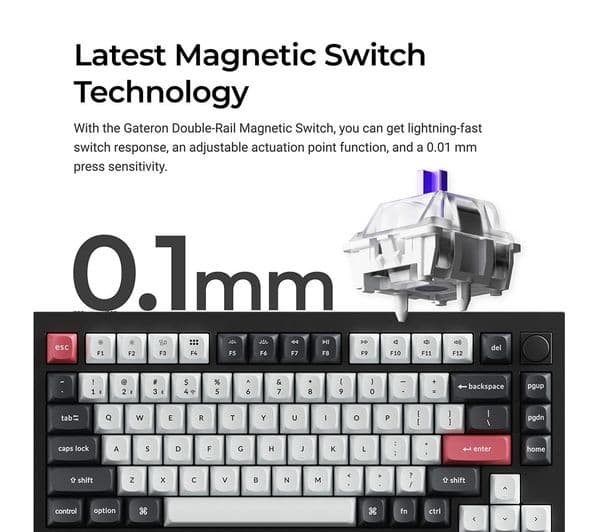 Keychron Q6 HE Full-Size Wireless Mechanical Gaming Keyboard - Carbon Black - Image 4