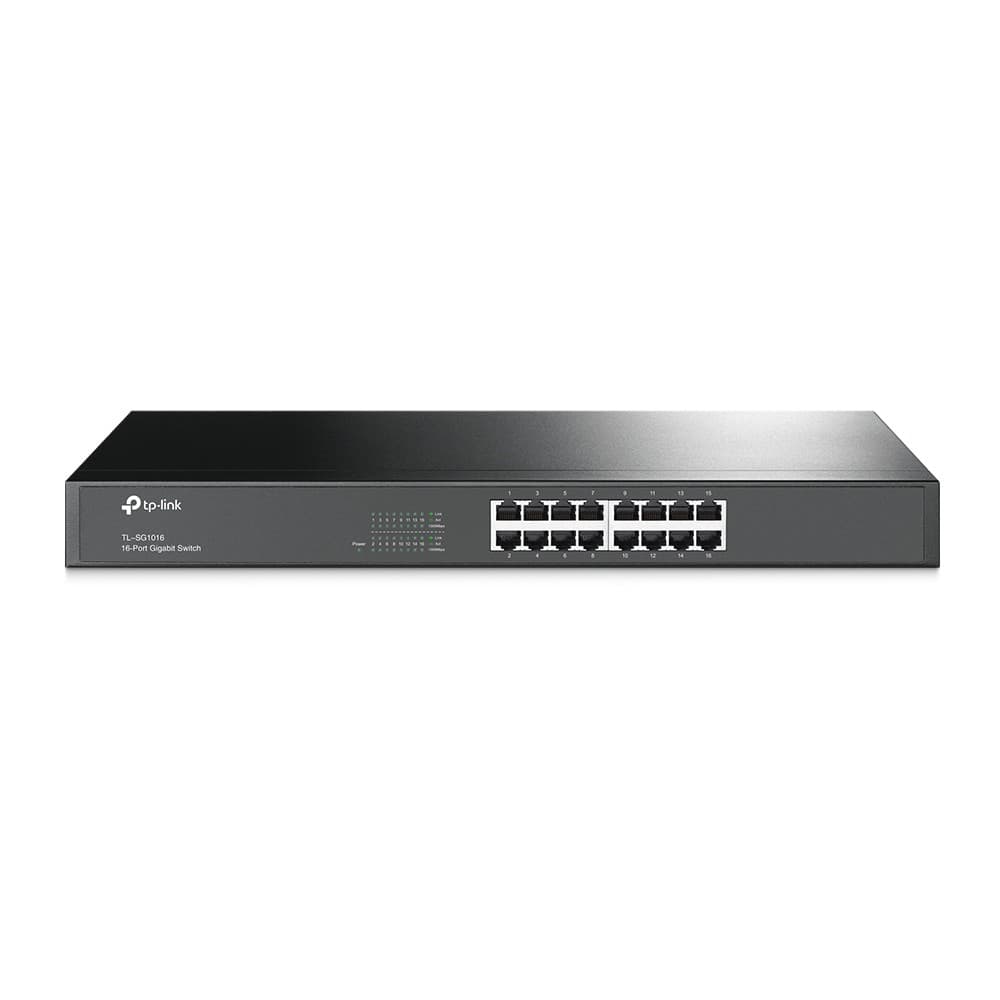 TP-LINK TL-SG1016 32 Gbit/s Rack Mountable Unmanaged 16 x Gigabit Ethernet RJ45 Network Switch - Image 1