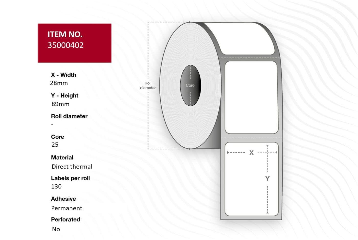Label 28x89 - Core 25. White.