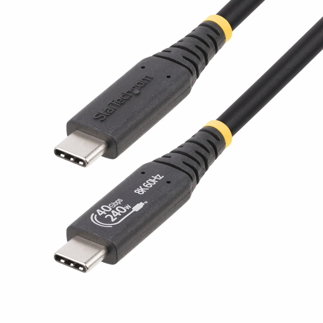 StarTech.com 50cm (1.6ft) USB4 Cable, USB-IF Certified USB-C Cable, 40Gbps, 240W Power Delivery PD 3.1 EPR, 8K 60Hz, USB Type-C Data Transfer Cable/Cord, Compatible w/Thunderbolt/USB 3.2 Ports - Image 1