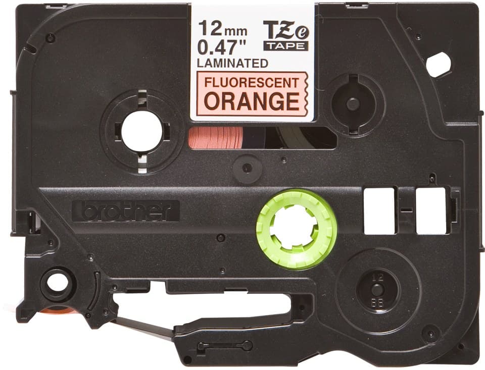 Brother TZe-B31 P-touch Laminated Labelling Tape 12mm x 5m - Black on Fluorescent Orange - Image 2