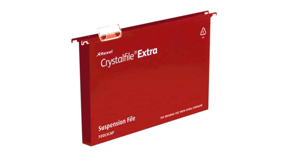 Rexel Crystalfile Extra Foolscap Suspension File 30mm Red (25) - Image 2