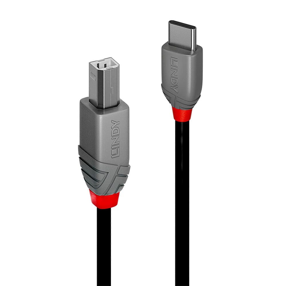 Lindy 2m USB 2.0 Type C to B Cable, Anthra Line - Image 1