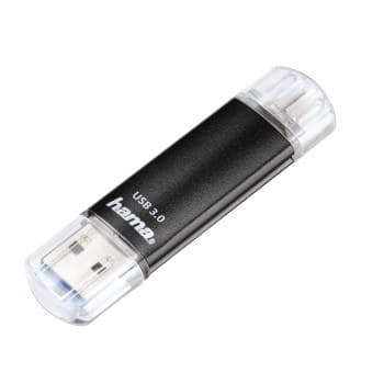 Hama Laeta Twin USB Flash Drive, USB 3.0, 128 GB, 40 MB/s, black