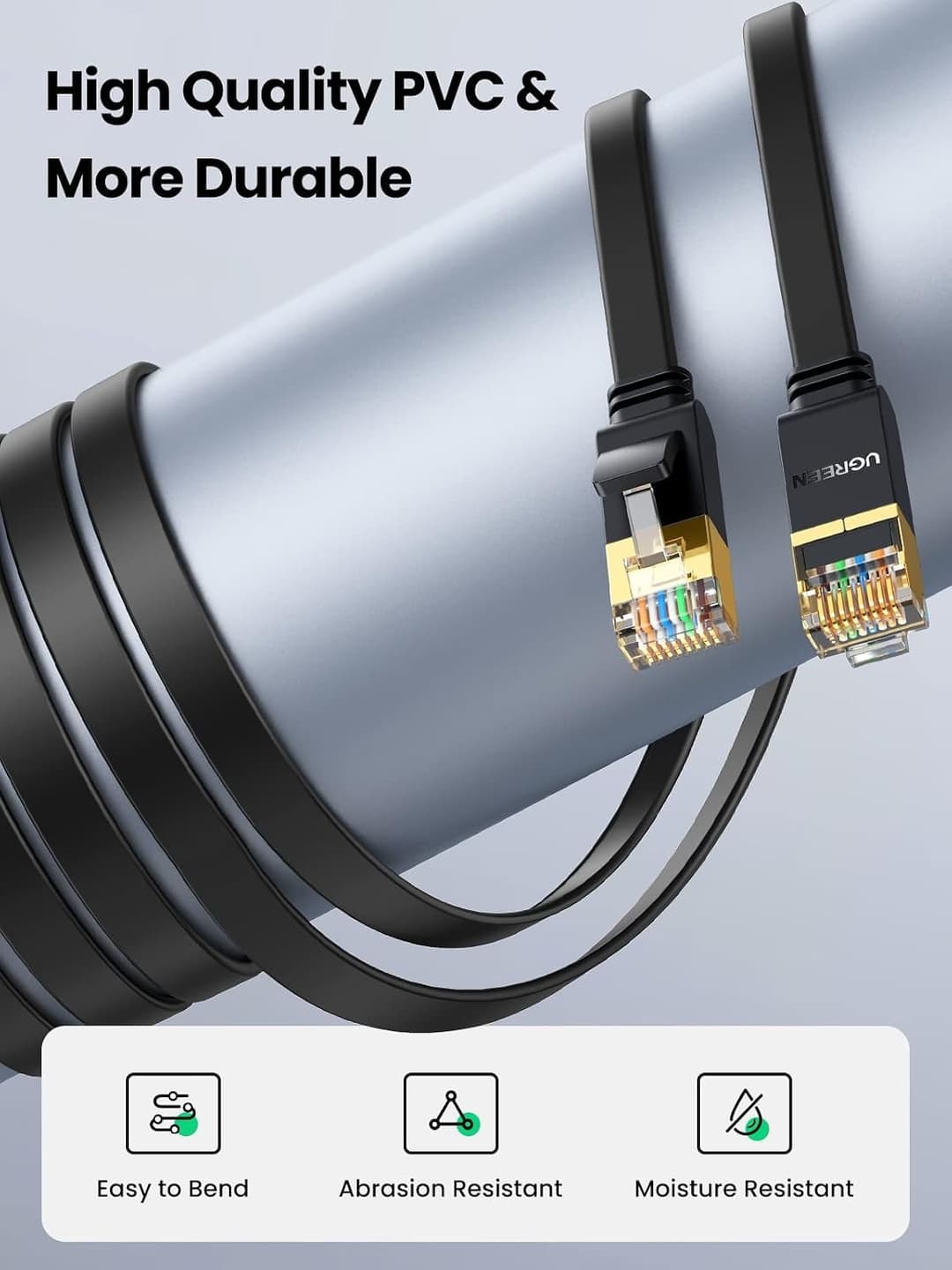 UGREEN Cat 7 Ethernet Cable 1M – High-Speed 10Gbps Flat LAN Cable - Image 5