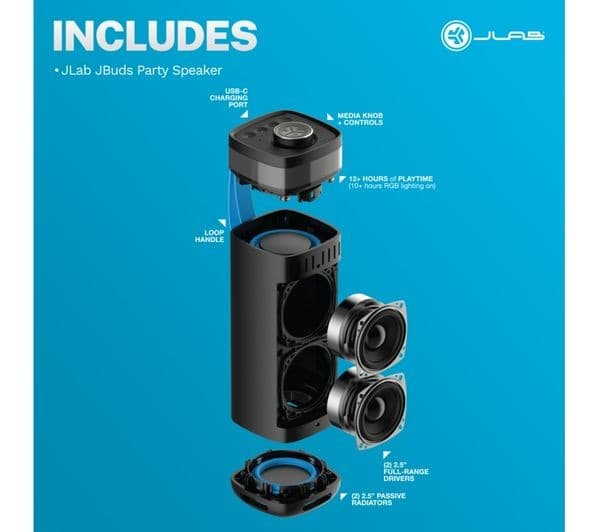 JLab JBuds Party Portable Bluetooth Speaker Black - Image 8