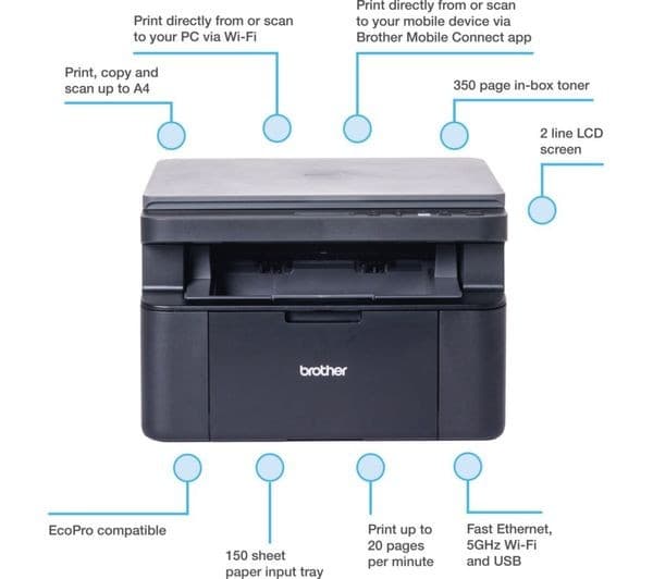 BROTHER DCP-L1640DW Monochrome All-in-One Wireless Laser Printer - Image 3