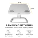 Fellowes Laptop Stand for Desk - Hana LT Laptop Stand for the Home and Office - Adjustable Laptop Stand with 3 Height Adjustments - Max Monitor Size 19", Max Weight 4.5KG - White thumbnail 4