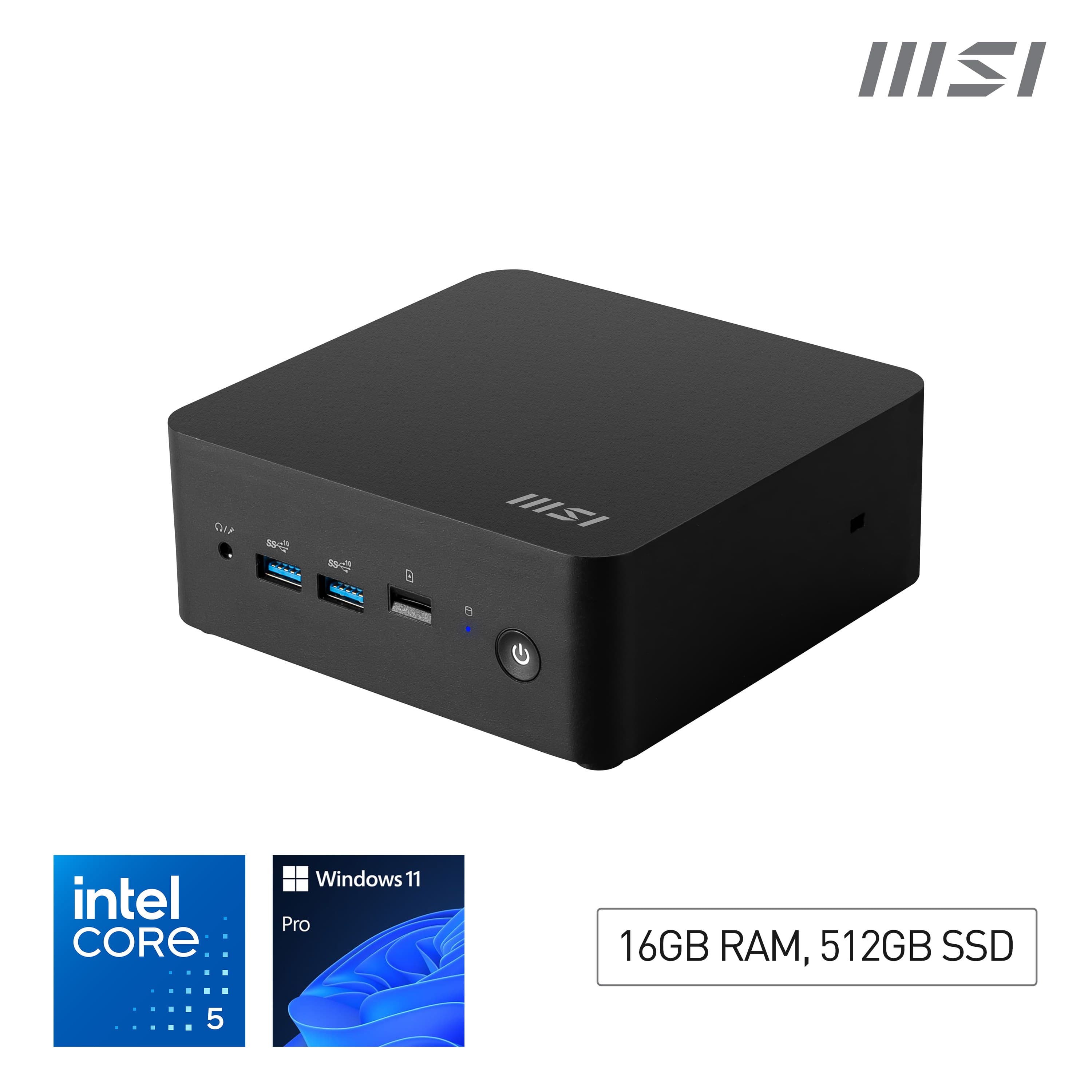 MSI Cubi NUC 1M Mini PC - Intel Core 5 120U, 16GB RAM, 512GB SSD, Windows 11 Pro