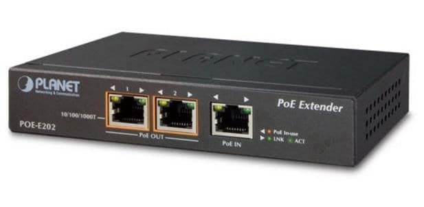 PLANET POE-E202 1-Port 802.3at PoE+ to 2-Port 802.3af/at Gigabit PoE Extender - Image 1