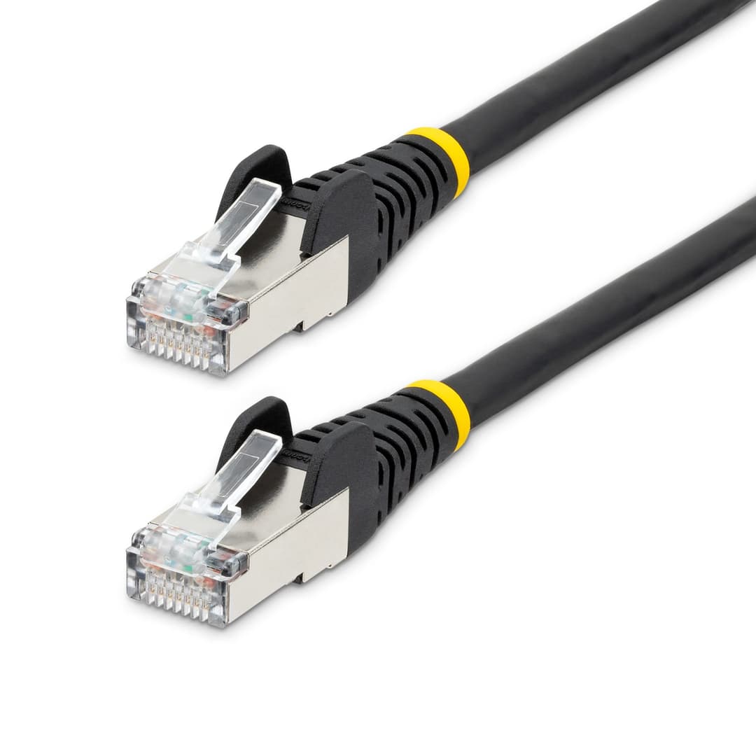StarTech.com 50cm CAT6a Ethernet Cable - Black - Low Smoke Zero Halogen (LSZH) - 10GbE 500MHz 100W PoE++ Snagless RJ-45 w/Strain Reliefs S/FTP Network Patch Cord - Image 1