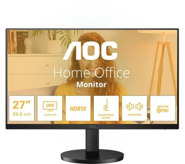 AOC U27B3AF 4K Ultra HD 27" IPS LCD Monitor with Speakers - Black