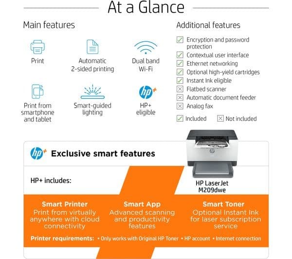 HP LaserJet M209dwe AirPrint Monochrome Wireless Laser Printer & Instant Ink with HP+ - Image 9