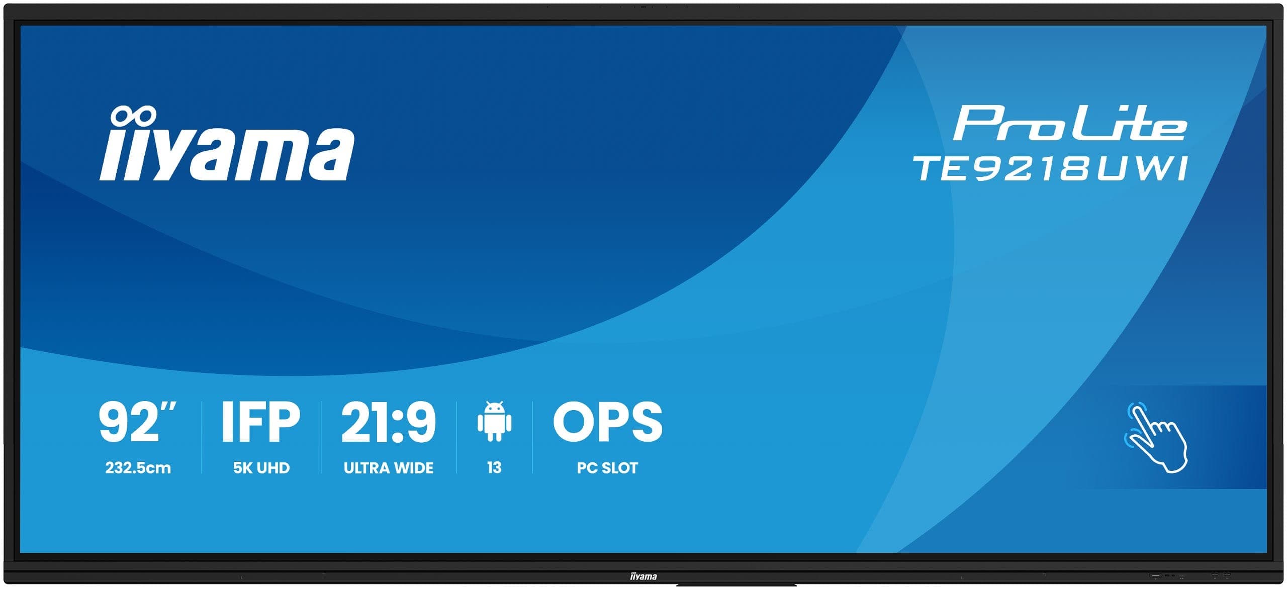 iiyama TE9218UWI-B1AG Signage Display Kiosk design 2.32 m (91.5") LED Wi-Fi 500 cd/m² 5K Ultra HD Black Touchscreen Built-in processor Android 16/7