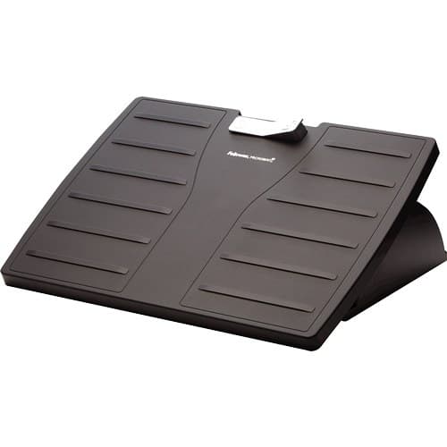 Fellowes Office Suites Microban Adjustable Under Desk Foot Rest - Ergonomic Footrest with 3 Height Positions (10.8/12.7/14.6cm), Rocking Tilt Platform & Microban Antibacterial Protection - Black - 8035001