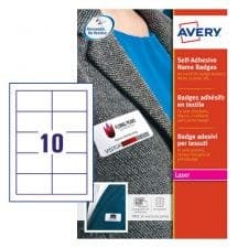Avery L4785-20 80 x 50mm White Self Adhesive Silk Name Badges 20 Sheets - 10 Labels per Sheet (200 Badges) - Image 1