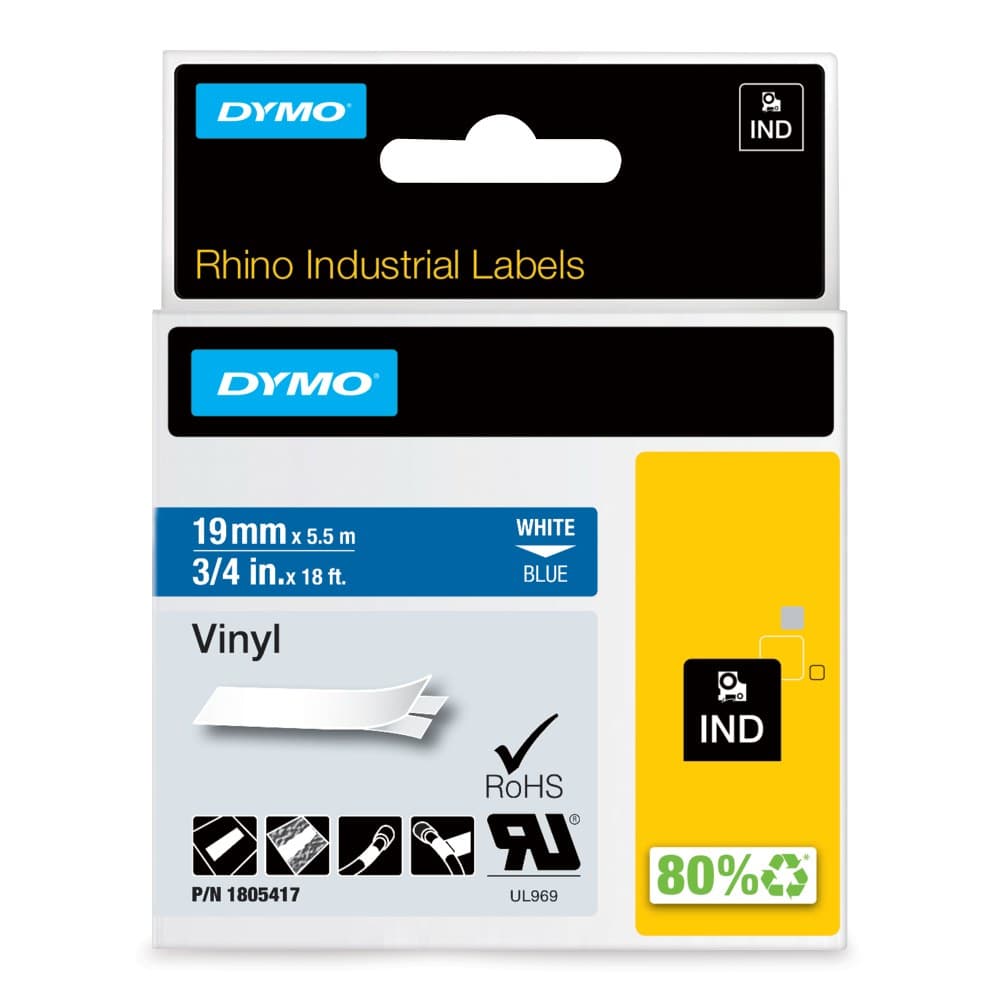 Dymo 1805417 19mm White on Blue