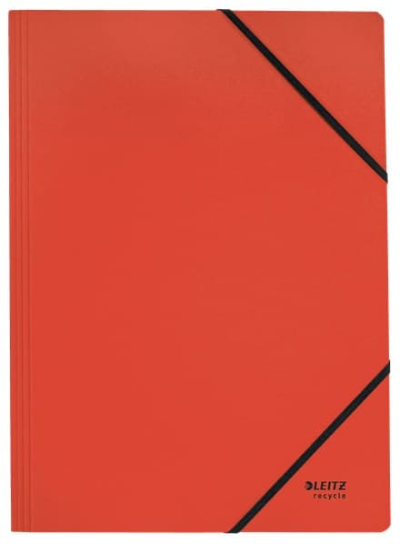 Leitz Recycle Card Folder with Elastic Bands A4 (Pack of 10) - Red