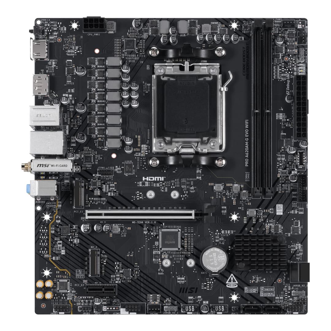 MSI PRO A620AM-G EVO WIFI AMD A620A DDR5 Socket AM5 micro-ATX Motherboard - Image 2
