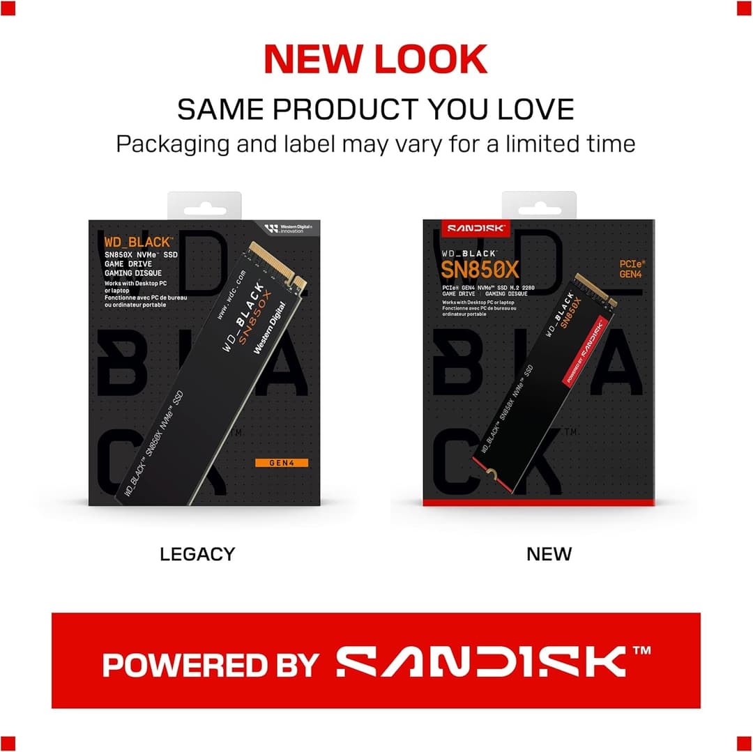 WD_BLACK SN850X 1TB PCIe Gen4 NVMe M.2 Gaming SSD Up to 7,300MB/s Read Speed (Powered by SanDisk) - Image 2