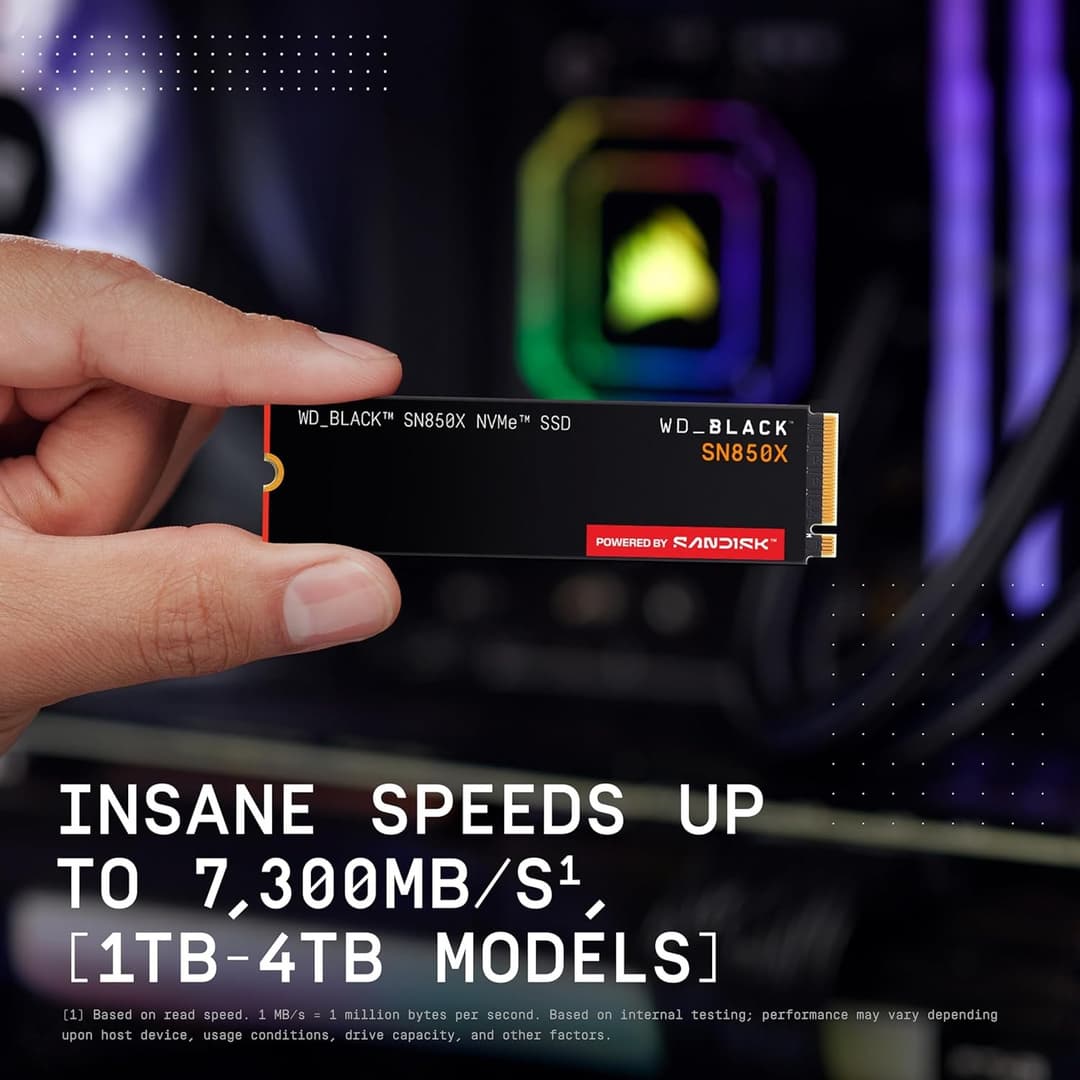 WD_BLACK SN850X 1TB PCIe Gen4 NVMe M.2 Gaming SSD Up to 7,300MB/s Read Speed (Powered by SanDisk) - Image 4