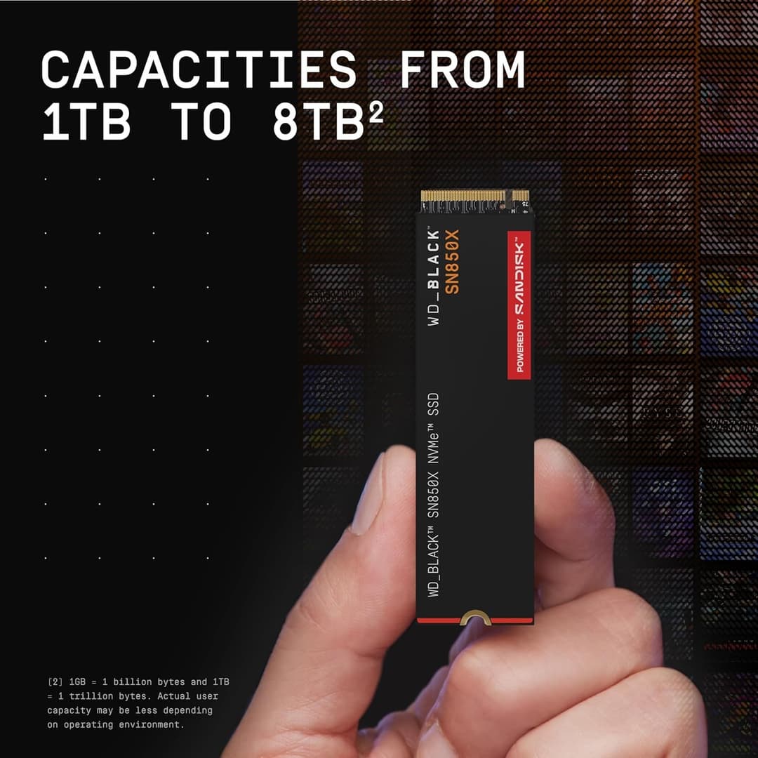 WD_BLACK SN850X 1TB PCIe Gen4 NVMe M.2 Gaming SSD Up to 7,300MB/s Read Speed (Powered by SanDisk) - Image 6