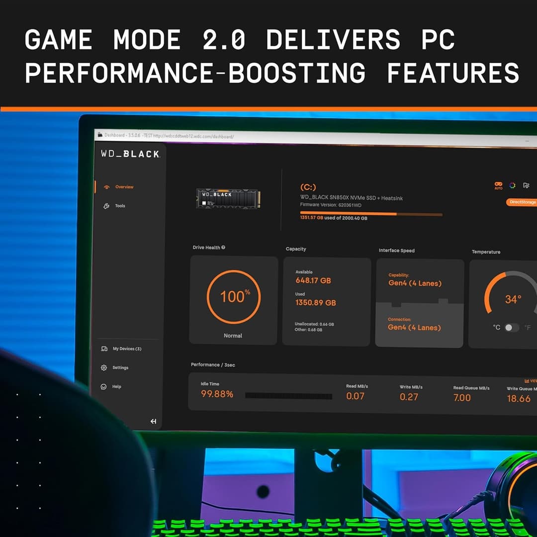 WD_BLACK SN850X 1TB PCIe Gen4 NVMe M.2 Gaming SSD Up to 7,300MB/s Read Speed (Powered by SanDisk) - Image 7