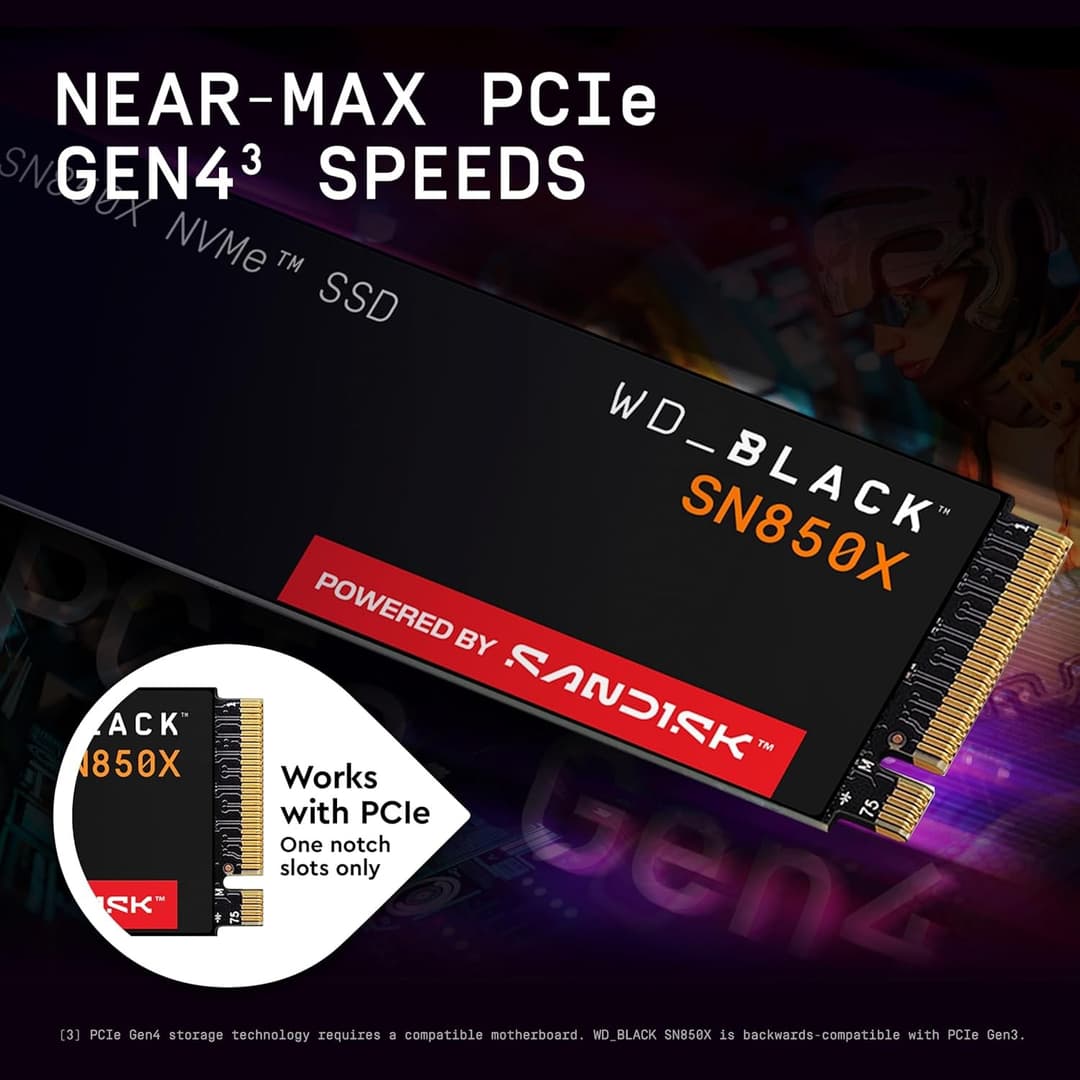 WD_BLACK SN850X 1TB PCIe Gen4 NVMe M.2 Gaming SSD Up to 7,300MB/s Read Speed (Powered by SanDisk) - Image 8