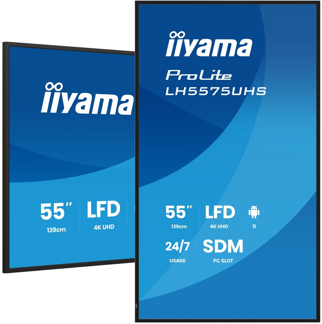 iiyama ProLite LH5575UHS-B2AG Signage Display Digital signage flat panel 138.7 cm (54.6") LCD Wi-Fi 500 cd/m² 4K Ultra HD Black Built-in processor Android 11 24/7 - Image 1
