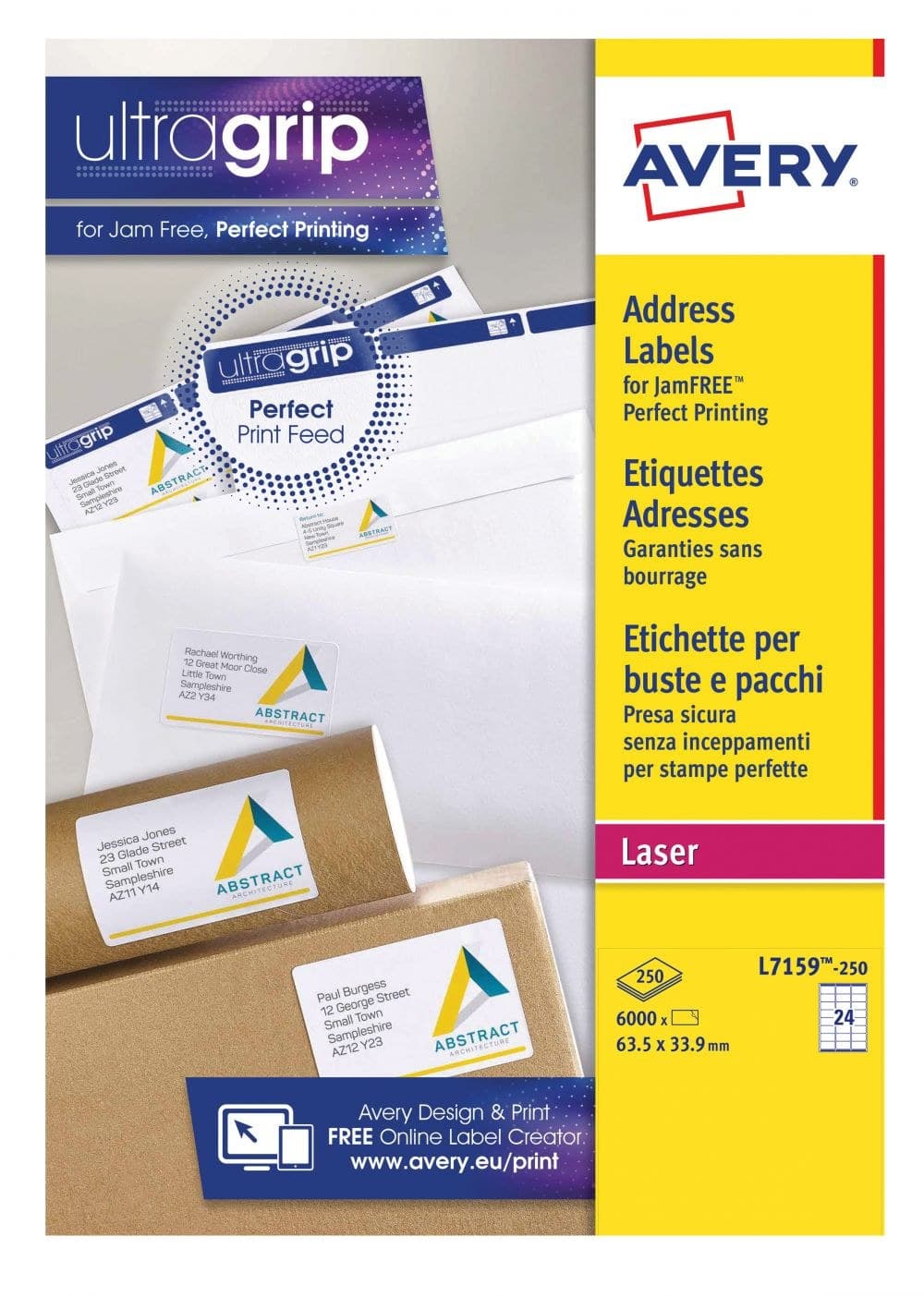 Avery L7159-250 Address Labels 250 sheets - 24 labels per sheet - Image 1