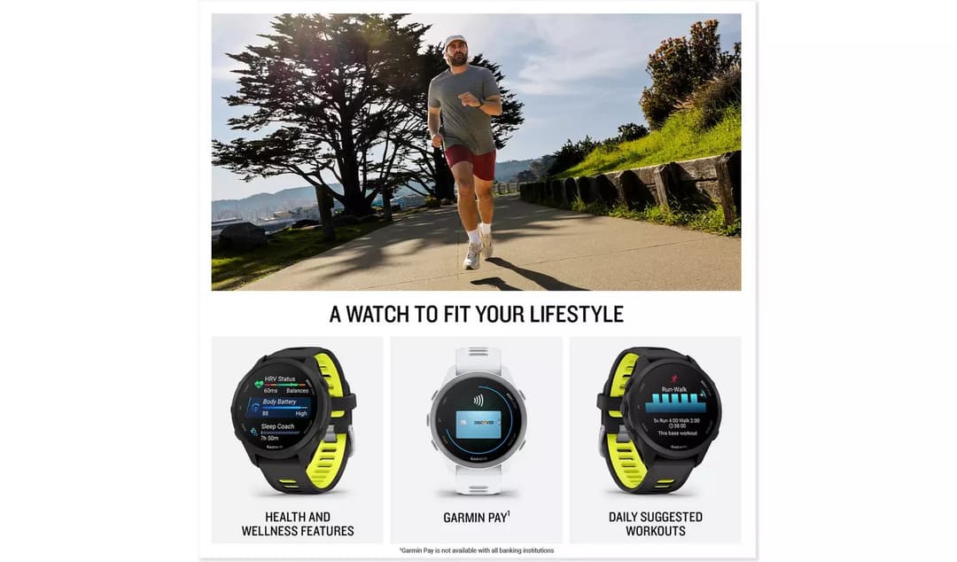 Garmin Forerunner 170 Smartwatch 43mm Whitestone Cloud Blue - Image 4