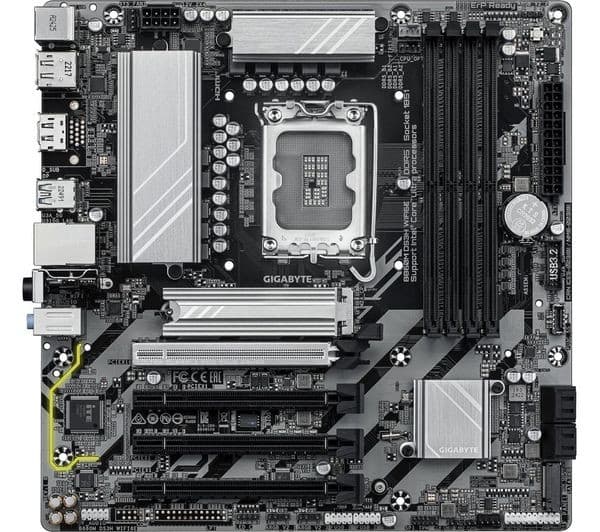 Gigabyte B860M DS3H WiFi 6E Silver Micro-ATX Motherboard - Intel LGA1851, B860 Chipset, DDR5