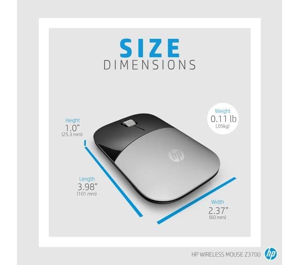 HP Z3700 Wireless Optical Mouse - Silver - Image 9