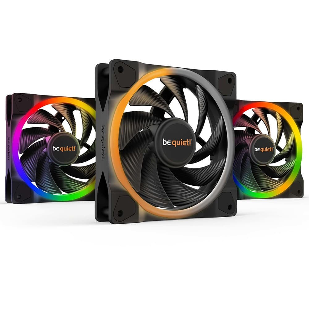 be quiet! Light Wings 120mm PWM high-speed Triple Pack ARGB LED Lighting 4-pin PWM PC Fan - Black (BL077)