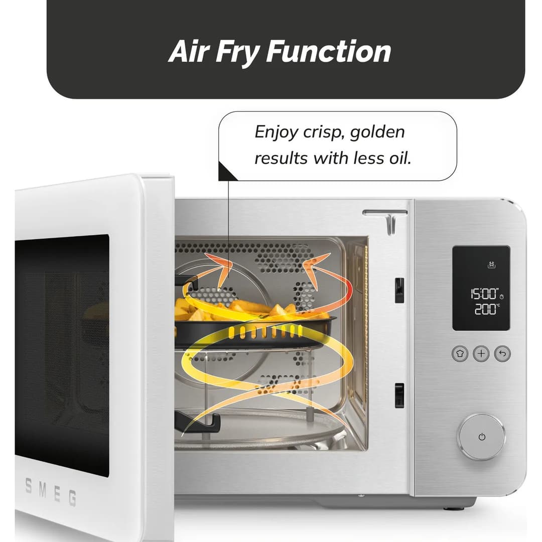 SMEG Collezione MOC02WHMUK Combination Microwave 27L 900W Air Fry Convection Grill 25 Programmes - White - Image 4