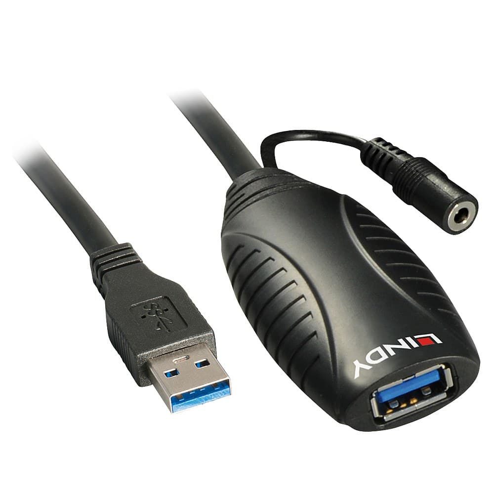 Lindy USB 3.0 Active Extension Cable, USB-A Male to Female, 5Gbps, Black - 15m - Image 2