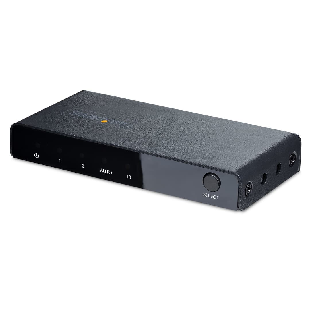 StarTech.com 2-Port 8K HDMI Switch, HDMI 2.1 Switcher 4K 120Hz HDR10+, 8K 60Hz UHD, HDMI Switch 2 In 1 Out, Auto/Manual Source Switching, Power Adapter and Remote Included - Image 1