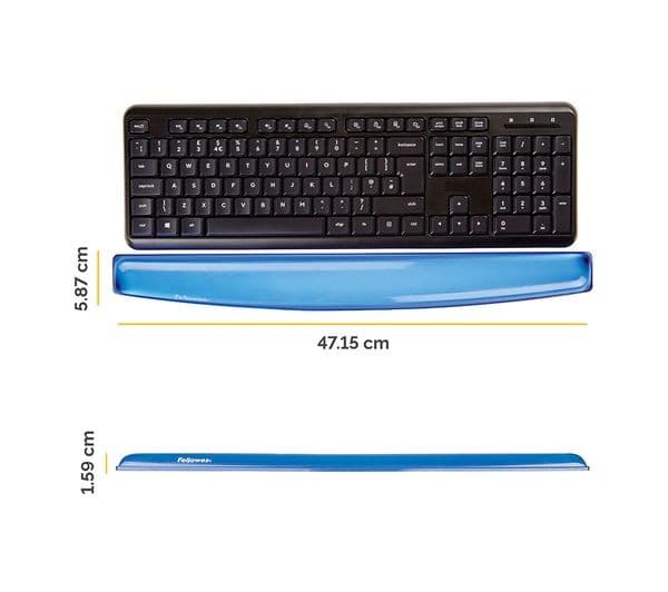 FELLOWES Crystal Gel Keyboard Wrist Rest - Blue - Image 3