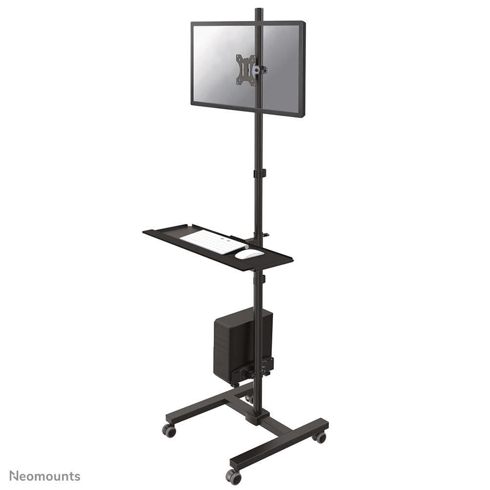 Neomounts FPMA-MOBILE1700 Mobile Workstation Floor Stand for Monitor 10-32", Keyboard, Mouse & PC - VESA 75x75/100x100 - Max 8kg - Black
