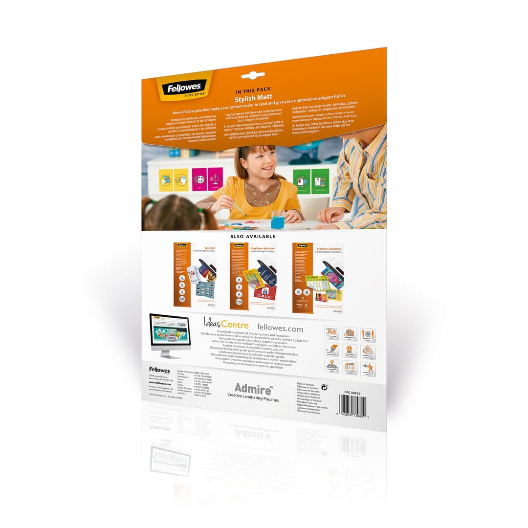 Fellowes 5602201 Admire Stylish Matt A3 Laminating Pouches 80 Micron Pack of 25 - Image 2