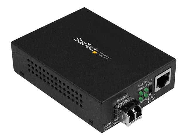 StarTech.com Multimode (MM) LC Fiber Media Converter for 10/100/1000 Network - 550m - Gigabit Ethernet - 850nm - with SFP Transceiver (MCM1110MMLC) - fibre media converter - 10Mb LAN, 100Mb LAN, 1GbE