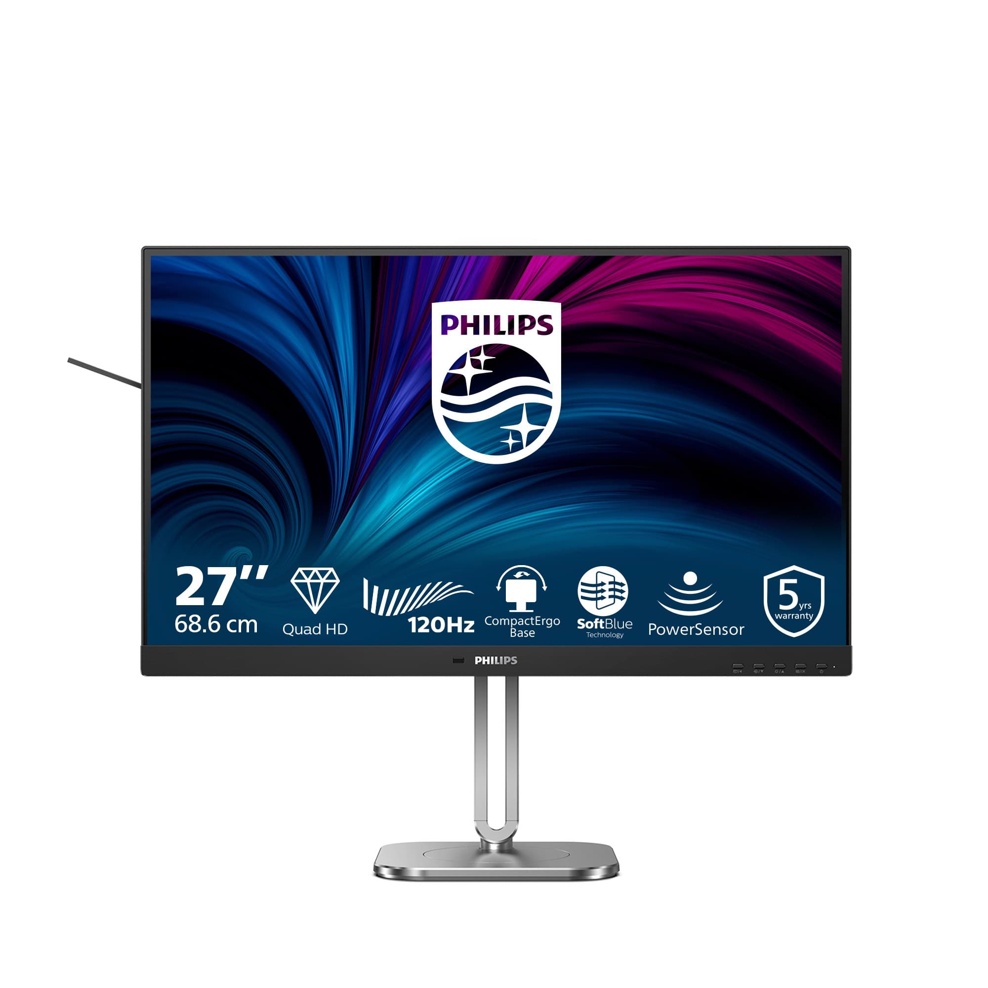 Philips 4000 series 27B2N4500/00 computer monitor 68.6 cm (27") 2560 x 1440 pixels Quad HD LCD Grey