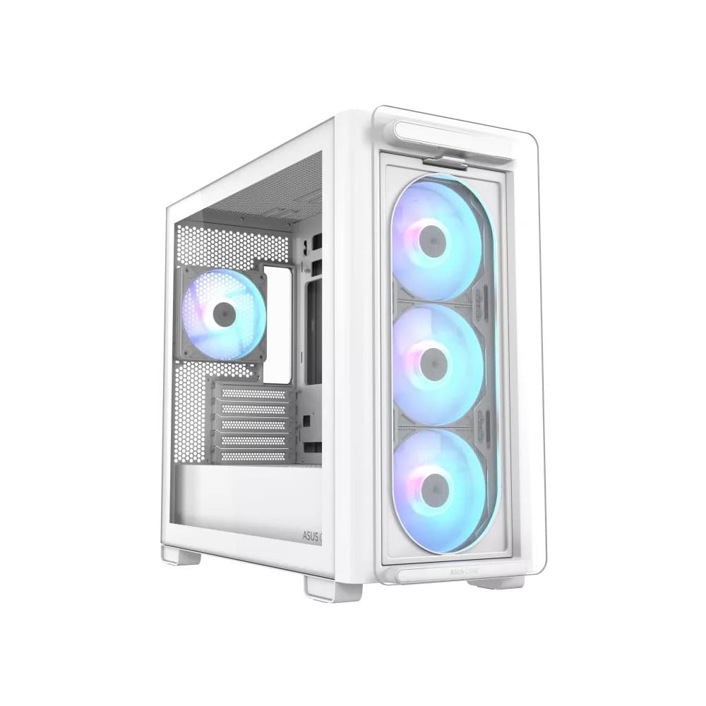ASUS A23 PLUS RGB Tempered Glass Micro ATX Gaming Case - White - Image 1