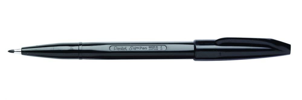 Pentel Original12 Pack Black Sign Pen S520 Fibre Tip Pen 2mm Tip