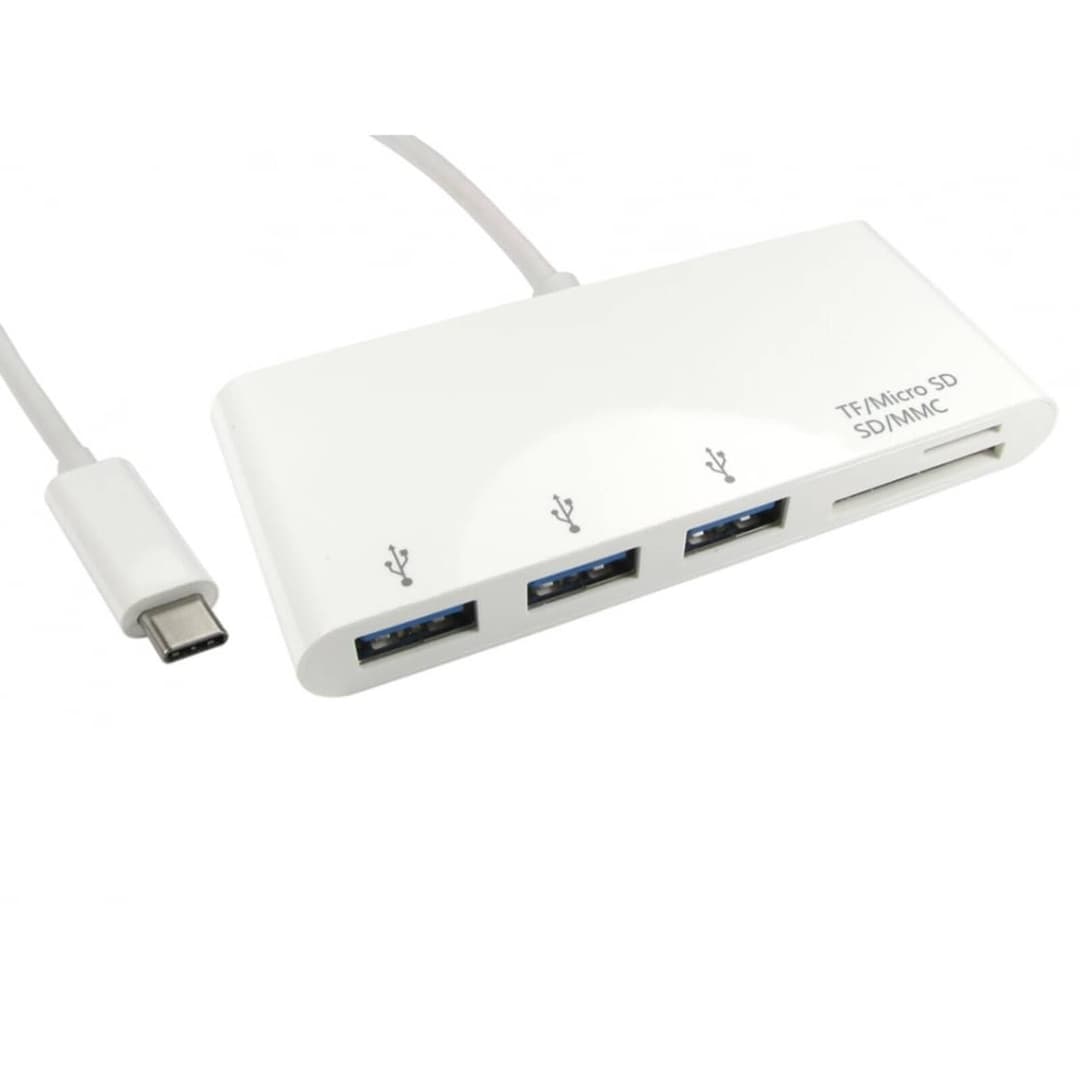 Hub USB Type-C vers 3 ports USB et lecteur de cartes - Image 1