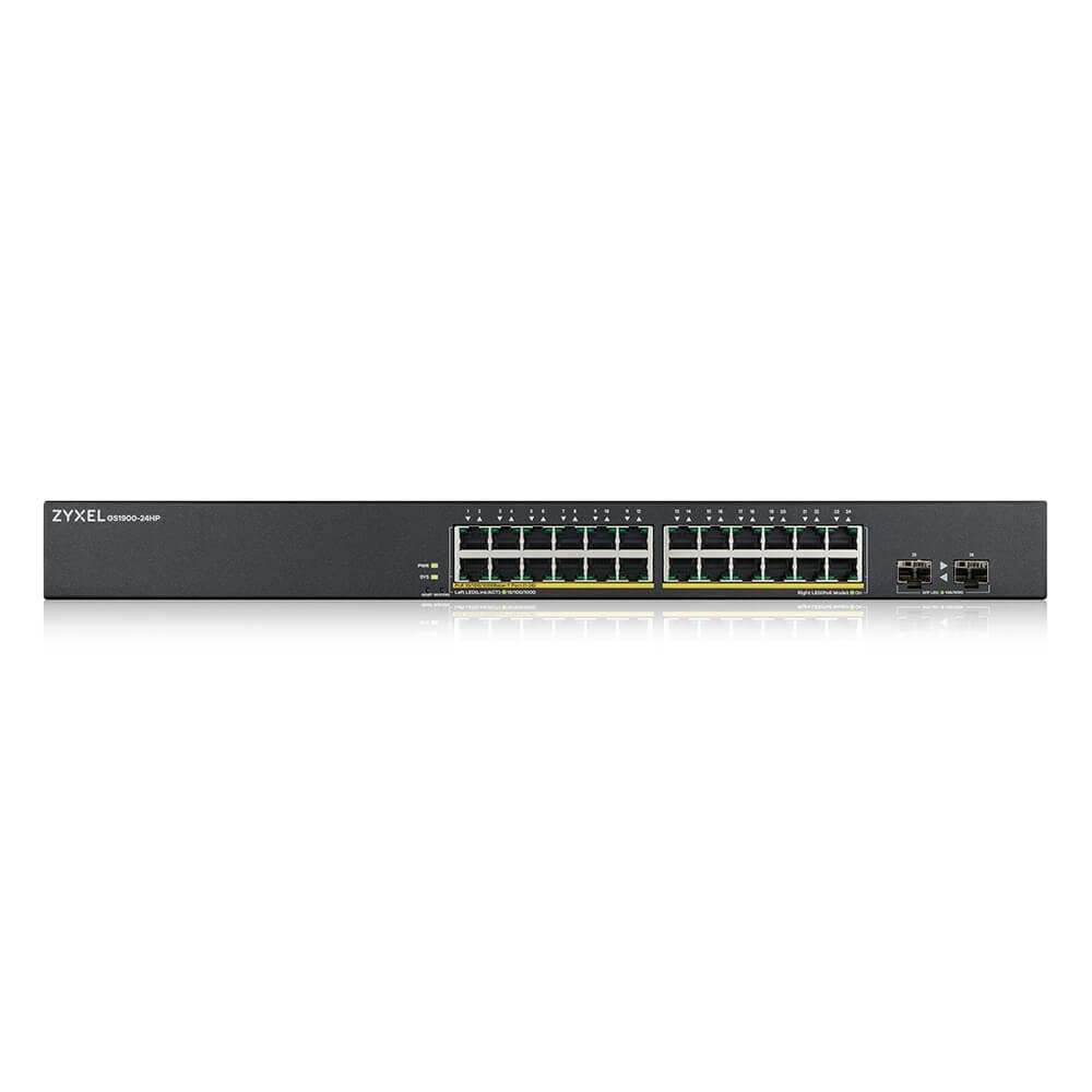 Zyxel GS1900-24HPv2 GS190024HPV2-GB0101F Rack Mountable Smart Managed 24 x Gigabit Ethernet PoE+ RJ45 + 2 x SFP Ports 170W PoE Budget Network Switch