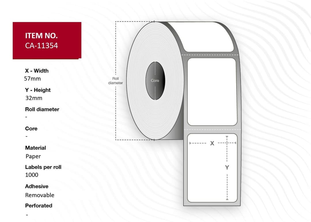 57mm x 32mm White Removable - Image 1