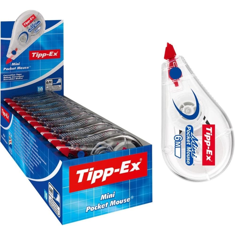 Tipp-Ex Pack of 10 Mini Pocket Mouse Correction Tape Roller 5mmx6m - Image 1
